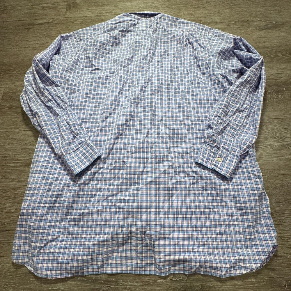 Polo Ralph Lauren Shirt Mens 2XLT Blue Plaid Pink Pony Stretch Cotton Preppy SEO